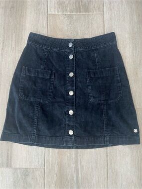 Roxy Black Corduroy Button-Front Skirt, XS